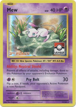 Mew (53/108) (League Promo 3rd Place) [XY: Evolutions] | Gear Gaming Bentonville