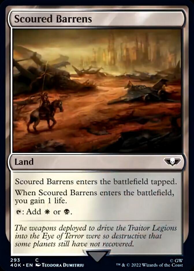 Scoured Barrens (Surge Foil) [Universes Beyond: Warhammer 40,000] | Gear Gaming Bentonville