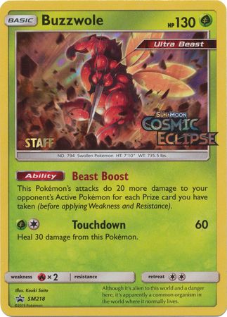 Buzzwole (SM218) (Staff Prerelease Promo) [Sun & Moon: Black Star Promos] | Gear Gaming Bentonville