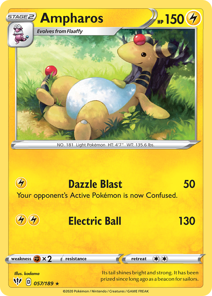 Ampharos (057/189) [Sword & Shield: Darkness Ablaze] | Gear Gaming Bentonville