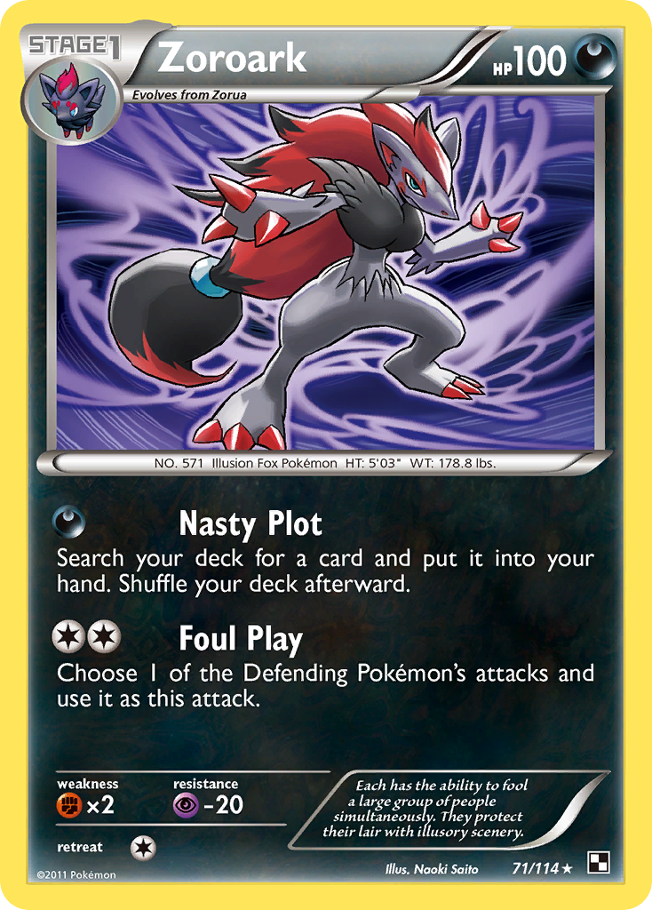 Zoroark (71/114) (Theme Deck Exclusive) [Black & White: Base Set] | Gear Gaming Bentonville