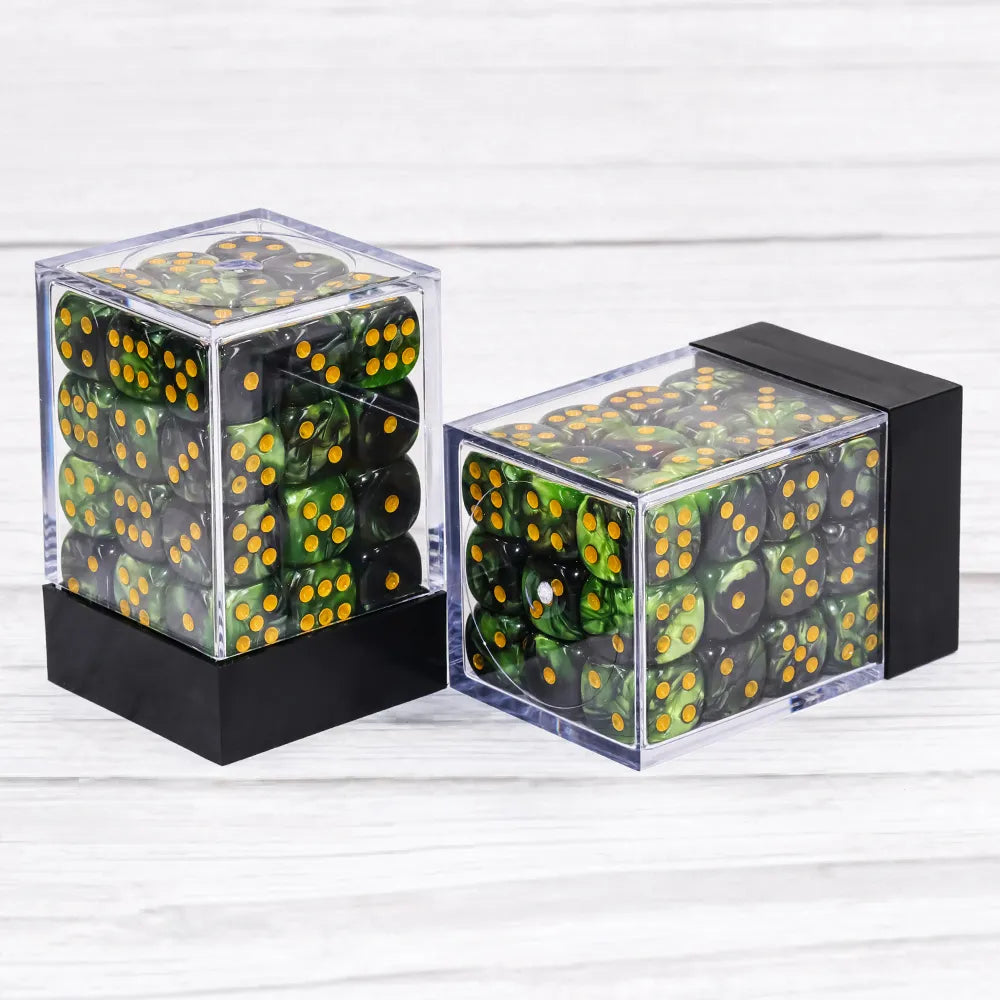 (Grass Green+Black) 12mm D6 block of 36 dice | Gear Gaming Bentonville