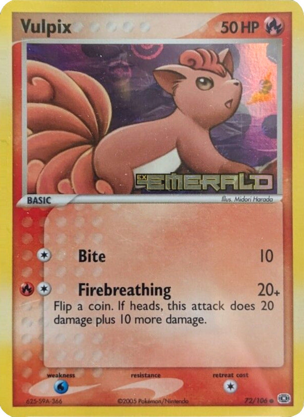 Vulpix (72/106) (Stamped) [EX: Emerald] | Gear Gaming Bentonville