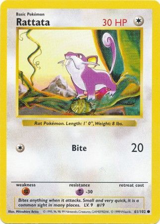 Rattata (61/102) [Base Set Shadowless Unlimited] | Gear Gaming Bentonville