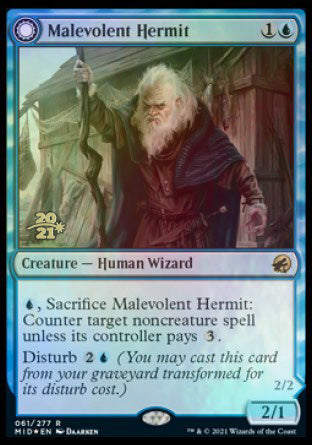 Malevolent Hermit // Benevolent Geist [Innistrad: Midnight Hunt Prerelease Promos] | Gear Gaming Bentonville