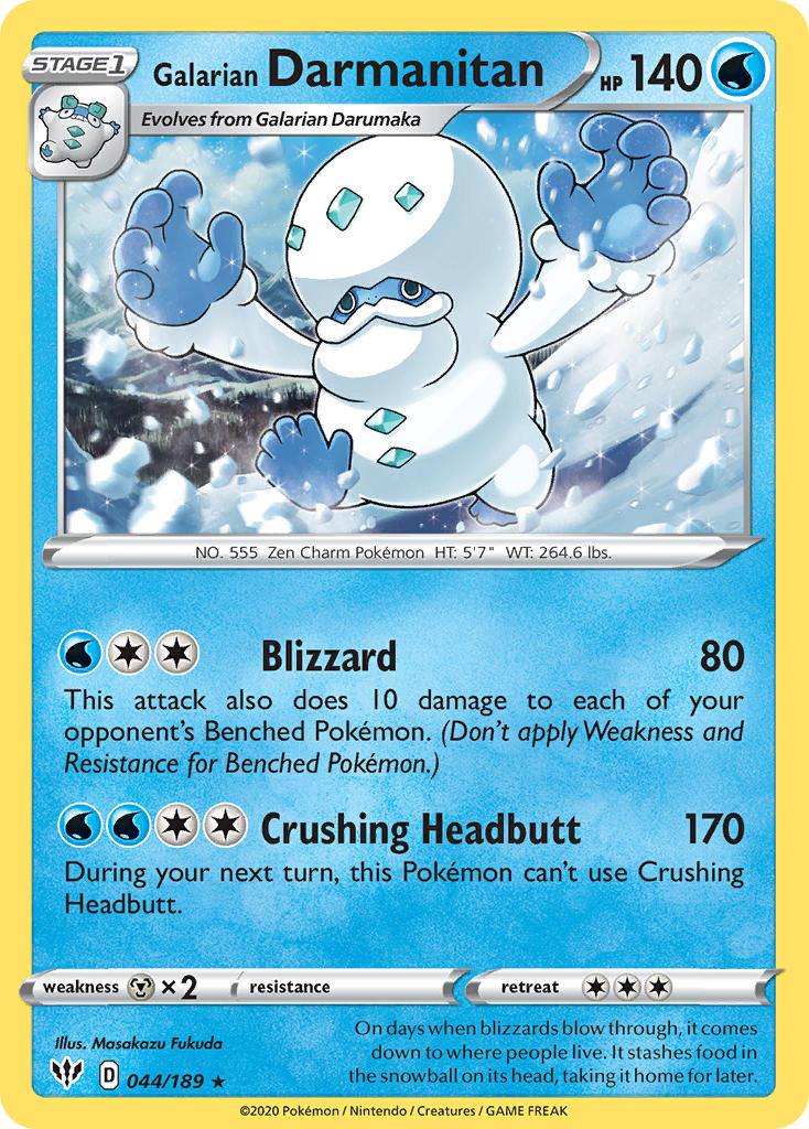 Galarian Darmanitan (044/189) (Cracked Ice Holo) (Theme Deck Exclusive) [Sword & Shield: Darkness Ablaze] | Gear Gaming Bentonville