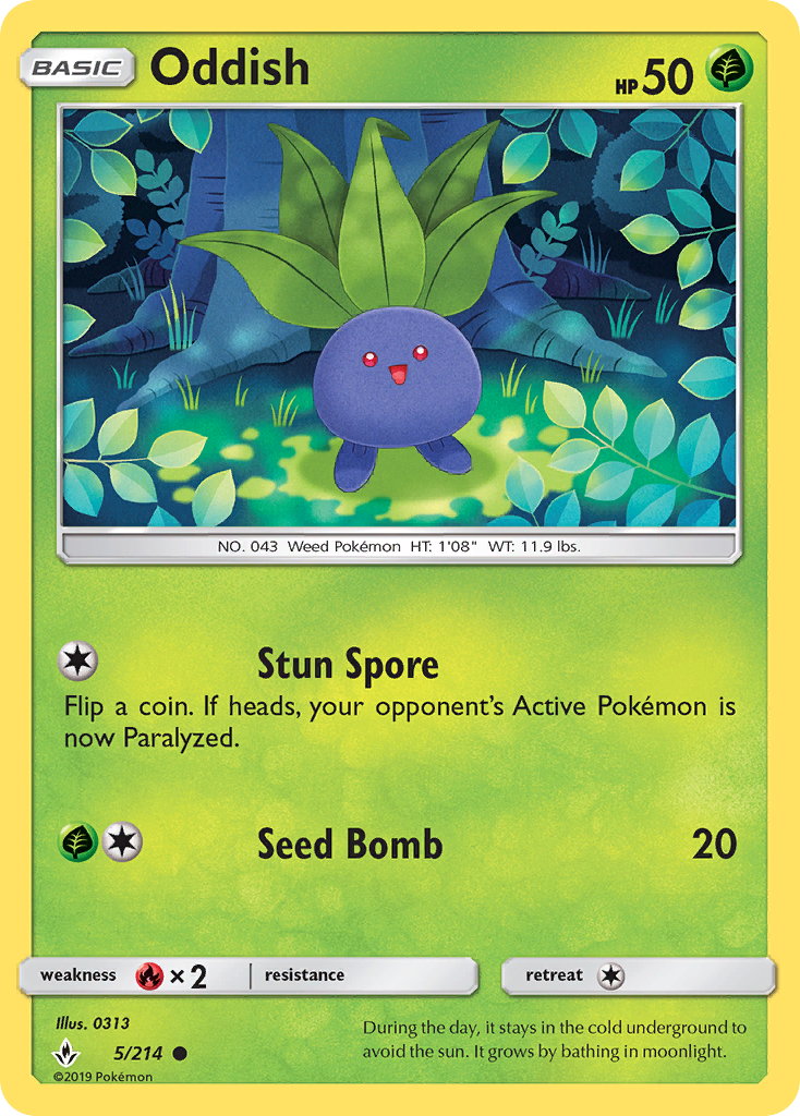 Oddish (5/214) [Sun & Moon: Unbroken Bonds] | Gear Gaming Bentonville