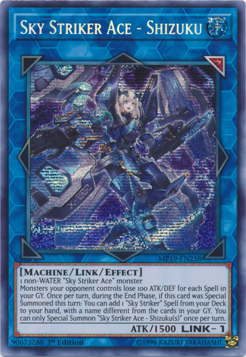 Sky Striker Ace - Shizuku [MP19-EN258] Prismatic Secret Rare | Gear Gaming Bentonville