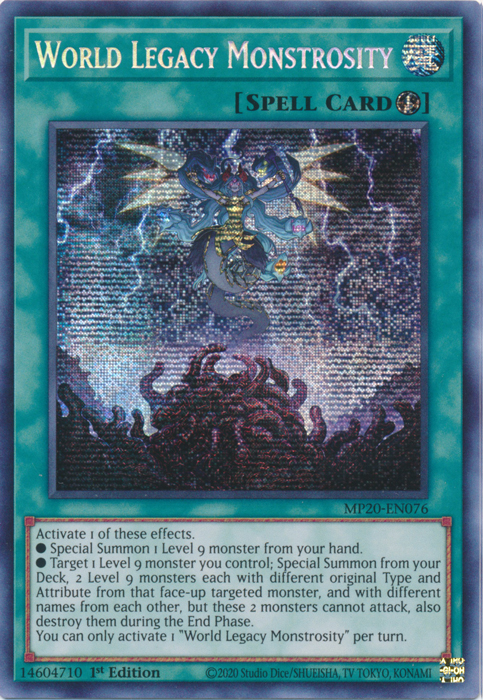 World Legacy Monstrosity [MP20-EN076] Prismatic Secret Rare | Gear Gaming Bentonville