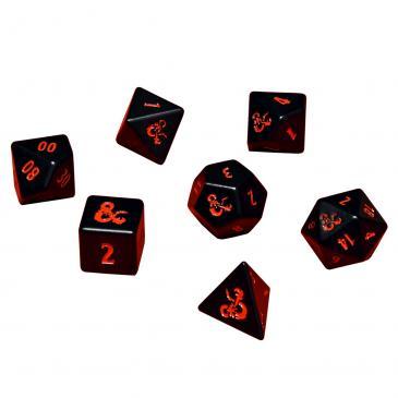 Dungeons & Dragons Heavy Metal - Poly Black and Red Dice Set (7) | Gear Gaming Bentonville