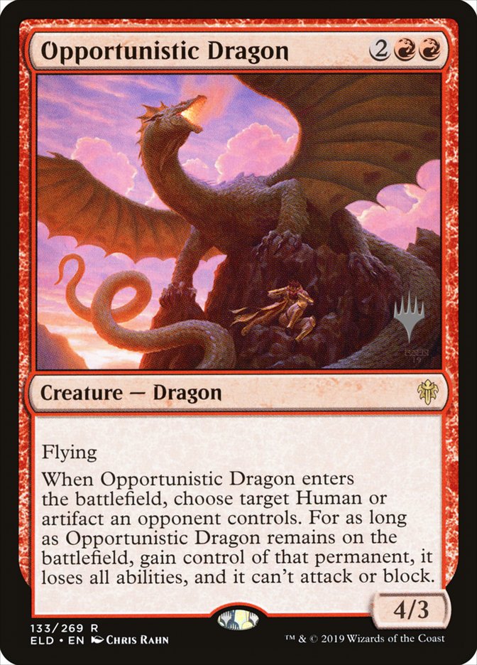 Opportunistic Dragon (Promo Pack) [Throne of Eldraine Promos] | Gear Gaming Bentonville