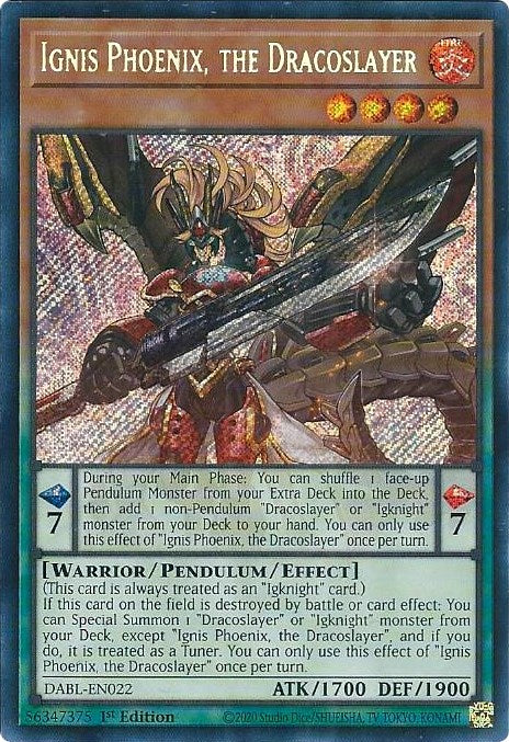 Ignis Phoenix, the Dracoslayer [DABL-EN022] Secret Rare | Gear Gaming Bentonville