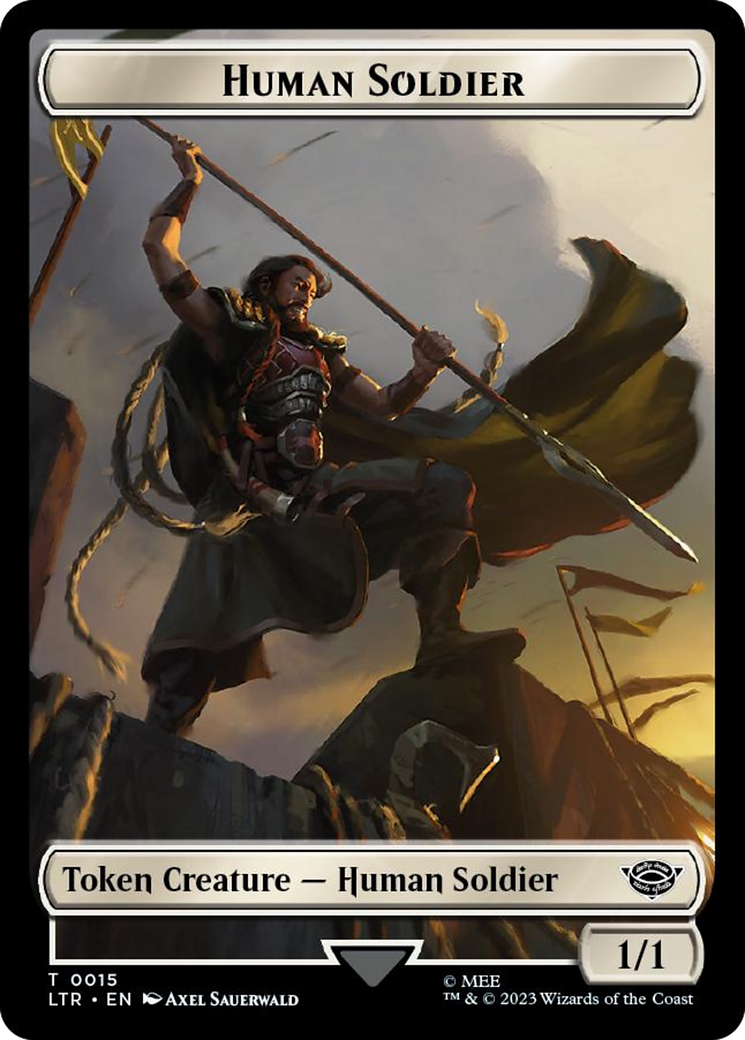 Human Soldier (0015) // Food (0022) Double-Sided Token (Surge Foil) [The Lord of the Rings: Tales of Middle-Earth Tokens] | Gear Gaming Bentonville