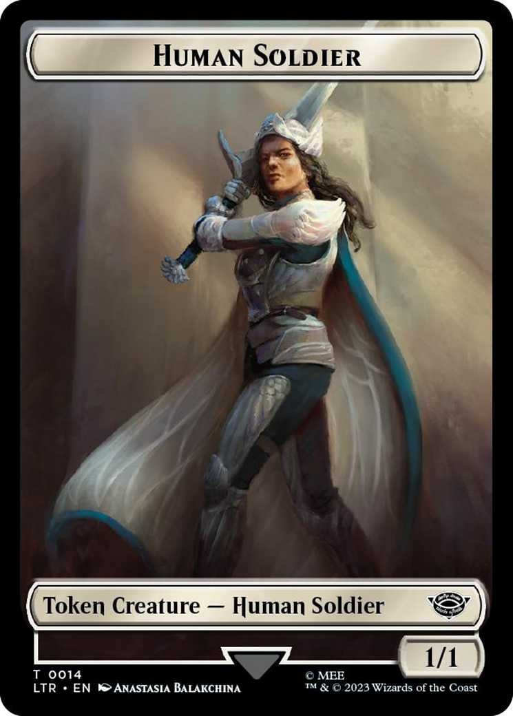 Human Soldier (0014) // Food (0022) Double-Sided Token (Surge Foil) [The Lord of the Rings: Tales of Middle-Earth Tokens] | Gear Gaming Bentonville