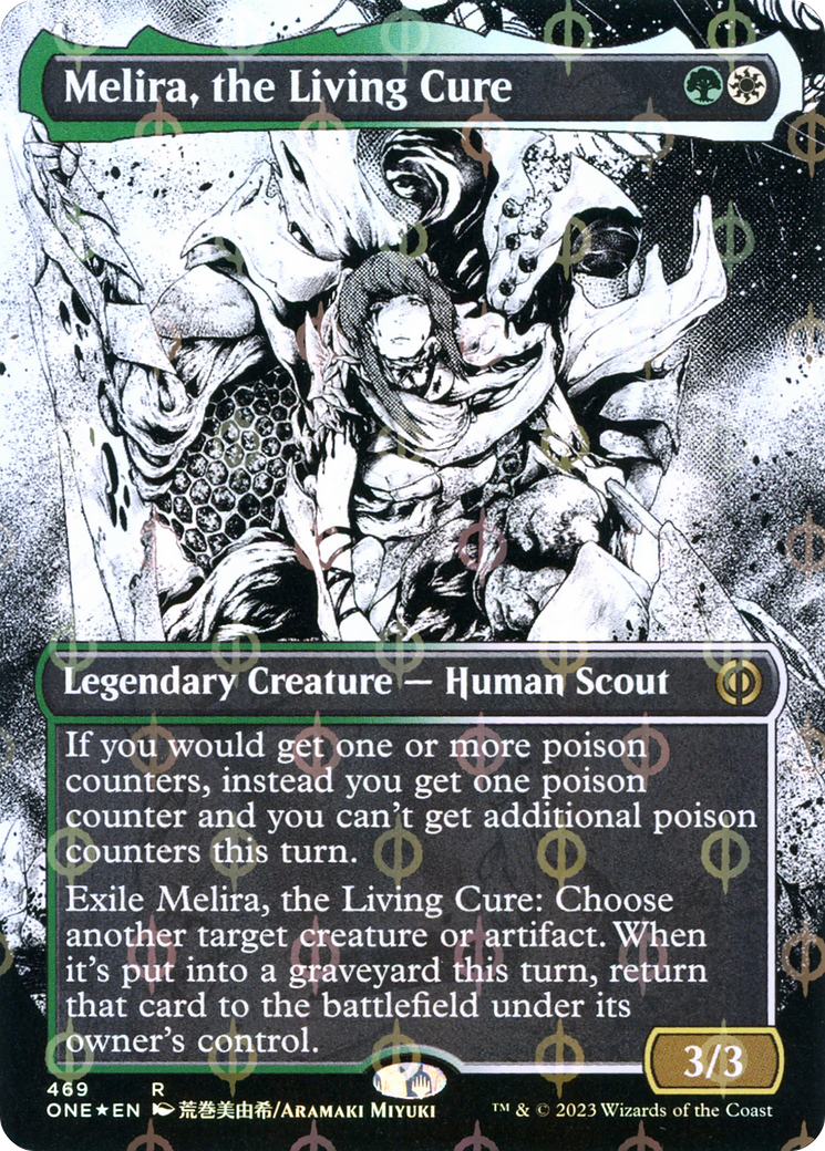 Melira, the Living Cure (Borderless Manga Step-and-Compleat Foil) [Phyrexia: All Will Be One] | Gear Gaming Bentonville