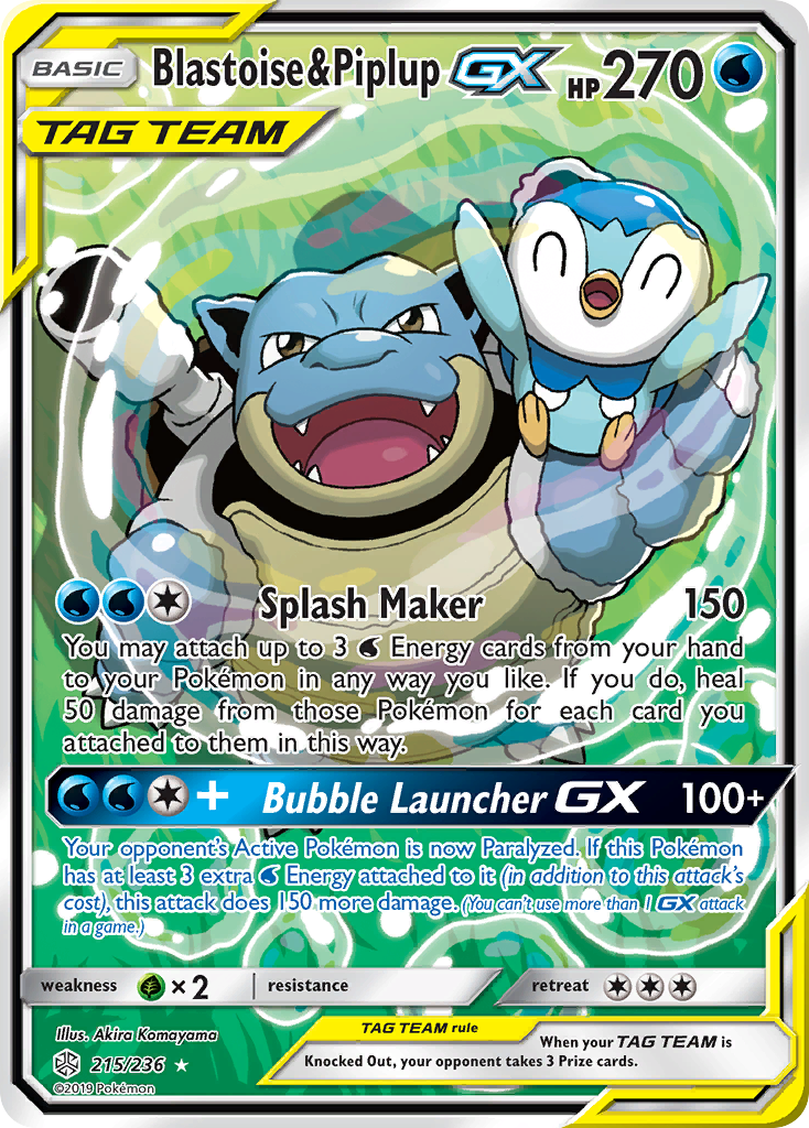 Blastoise & Piplup GX (215/236) [Sun & Moon: Cosmic Eclipse] | Gear Gaming Bentonville