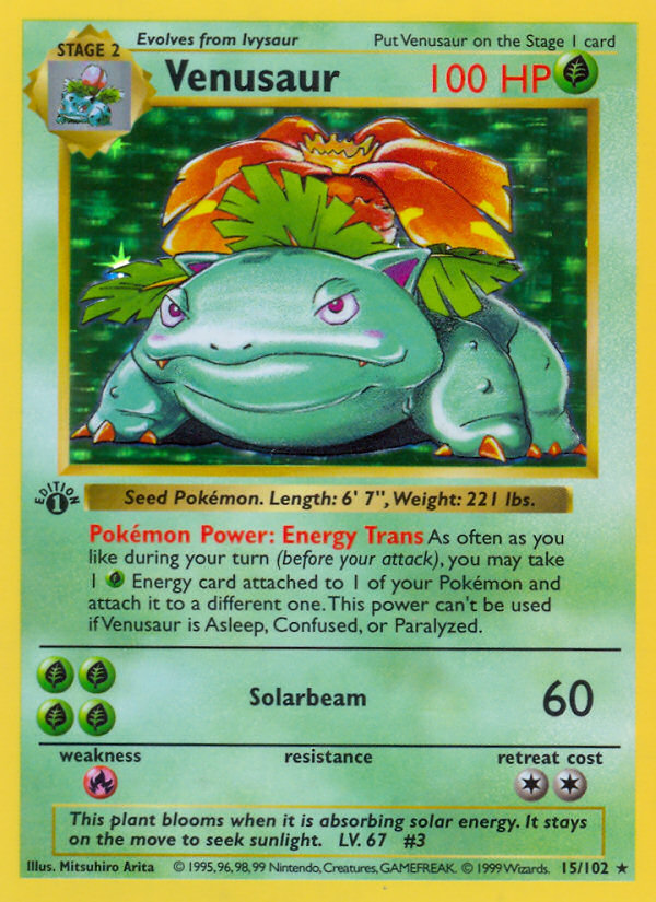 Venusaur (15/102) (Shadowless) [Base Set 1st Edition] | Gear Gaming Bentonville