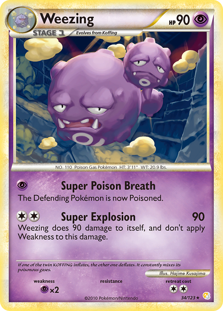 Weezing (34/123) [HeartGold & SoulSilver: Base Set] | Gear Gaming Bentonville