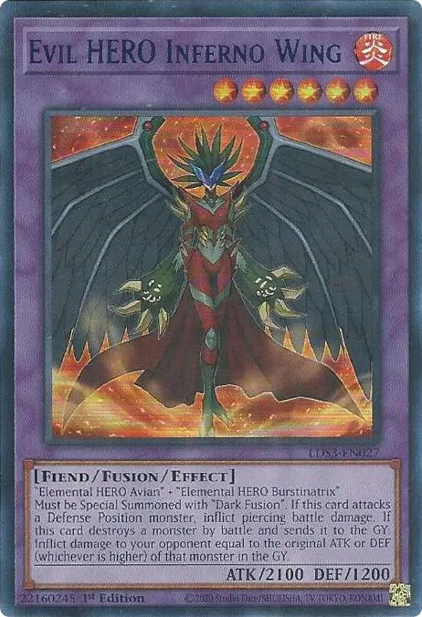 Evil HERO Inferno Wing (Blue) [LDS3-EN027] Ultra Rare | Gear Gaming Bentonville