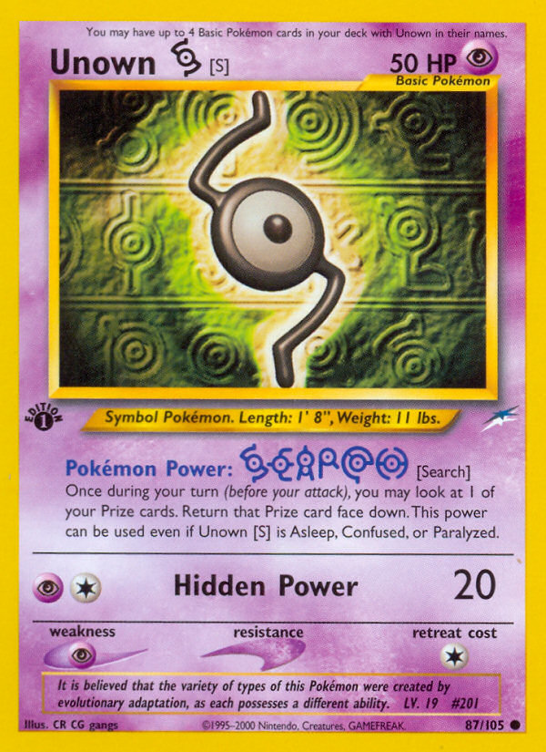 Unown [S] (87/105) [Neo Destiny 1st Edition] | Gear Gaming Bentonville