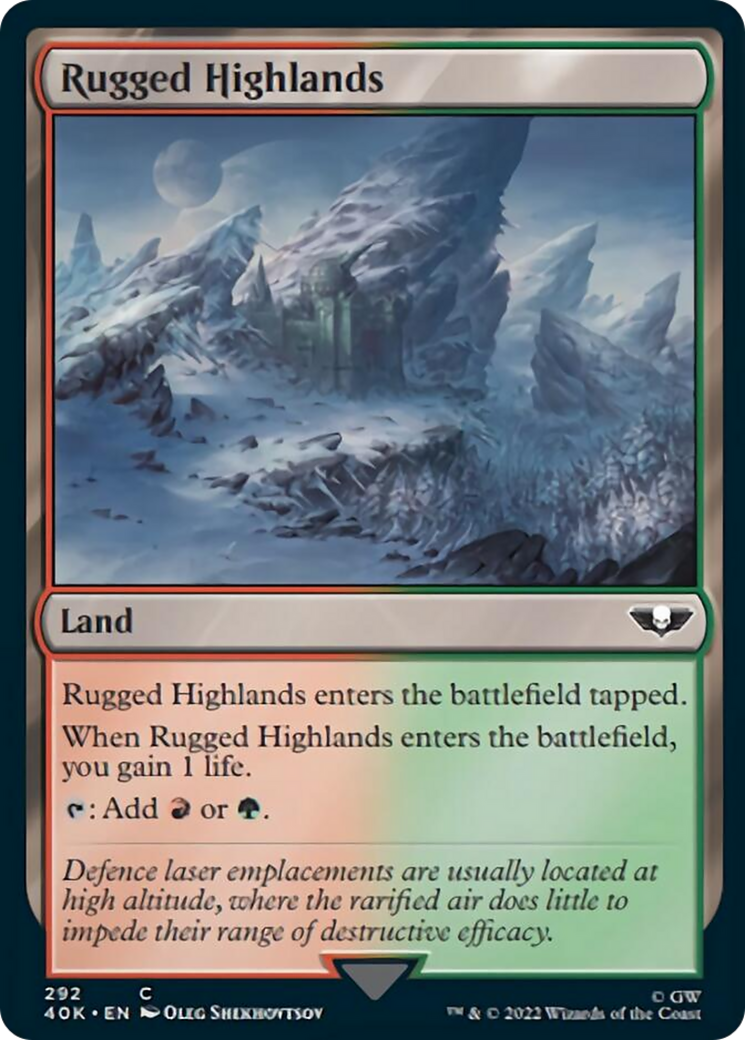 Rugged Highlands (Surge Foil) [Universes Beyond: Warhammer 40,000] | Gear Gaming Bentonville