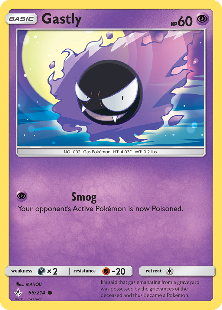 Gastly (68/214) [Sun & Moon: Unbroken Bonds] | Gear Gaming Bentonville