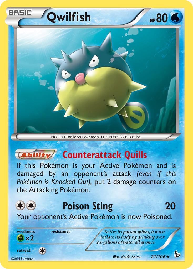 Qwilfish (21/106) [XY: Flashfire] | Gear Gaming Bentonville