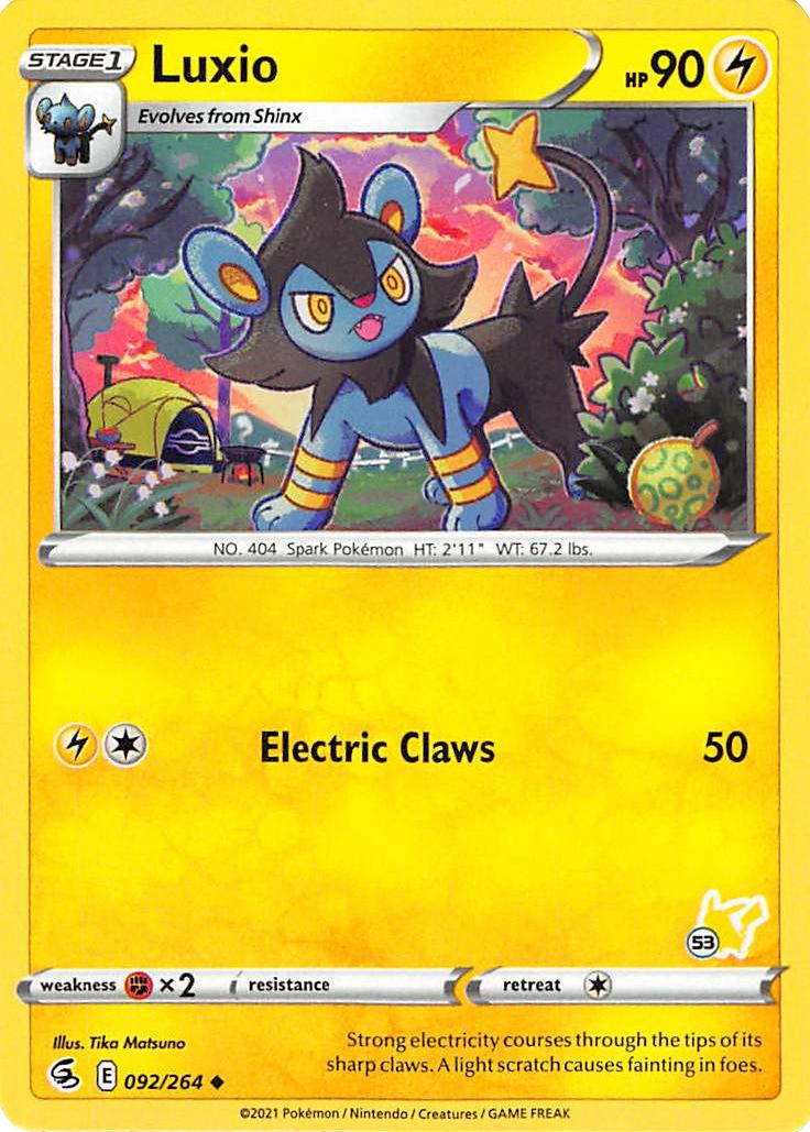 Luxio (092/264) (Pikachu Stamp #53) [Battle Academy 2022] | Gear Gaming Bentonville