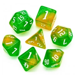 Green/Yellow Glitter 7pcs Dice Set | Gear Gaming Bentonville