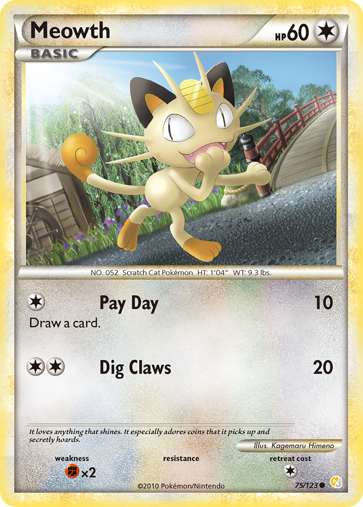 Meowth (75/123) [HeartGold & SoulSilver: Base Set] | Gear Gaming Bentonville