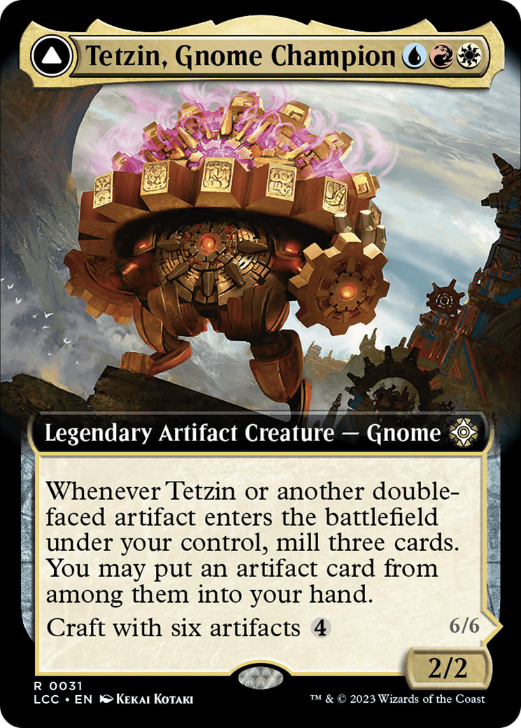 Tetzin, Gnome Champion // The Golden-Gear Colossus (Extended Art) [The Lost Caverns of Ixalan Commander] | Gear Gaming Bentonville