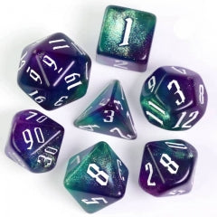 Blue/Purple/Green Glitter 7pcs Dice Set | Gear Gaming Bentonville