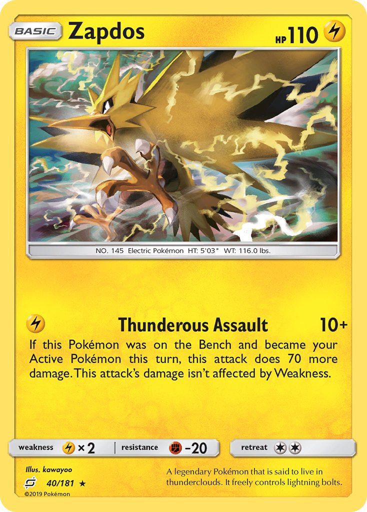 Zapdos (40/181) (Theme Deck Exclusive) [Sun & Moon: Team Up] | Gear Gaming Bentonville