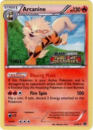 Arcanine (12/99) (Staff Prerelease Promo) [Black & White: Black Star Promos] | Gear Gaming Bentonville