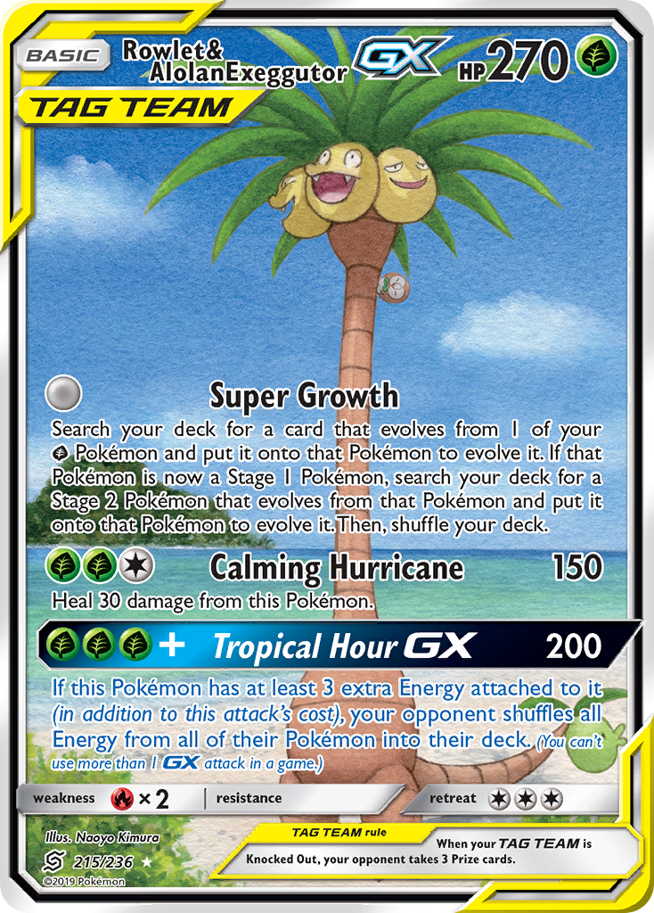 Rowlet & Alolan Exeggutor GX (215/236) [Sun & Moon: Unified Minds] | Gear Gaming Bentonville