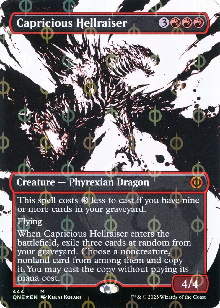 Capricious Hellraiser (Borderless Ichor Step-and-Compleat Foil) [Phyrexia: All Will Be One] | Gear Gaming Bentonville