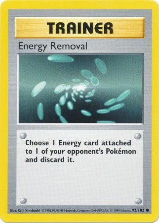 Energy Removal (92/102) [Base Set Shadowless Unlimited] | Gear Gaming Bentonville