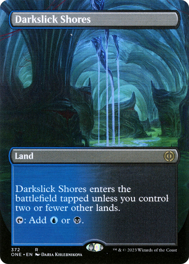 Darkslick Shores (Borderless Alternate Art) [Phyrexia: All Will Be One] | Gear Gaming Bentonville