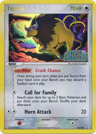 Tauros (12/100) (Stamped) [EX: Crystal Guardians] | Gear Gaming Bentonville