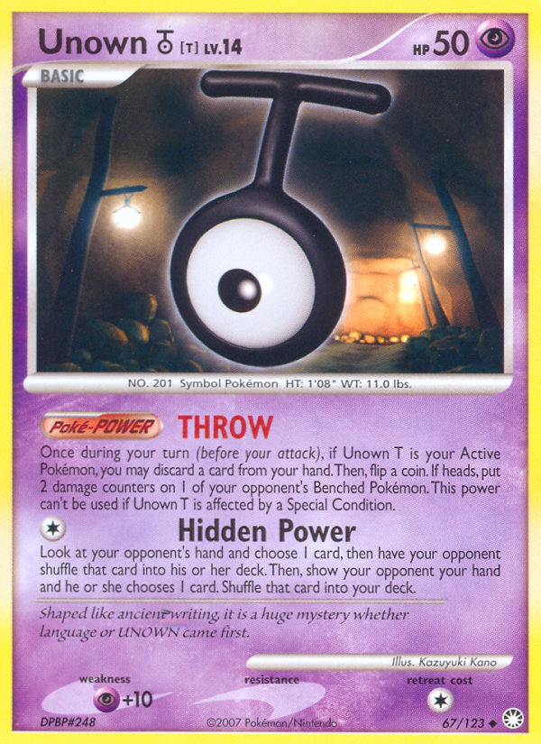 Unown T (67/123) [Diamond & Pearl: Mysterious Treasures] | Gear Gaming Bentonville