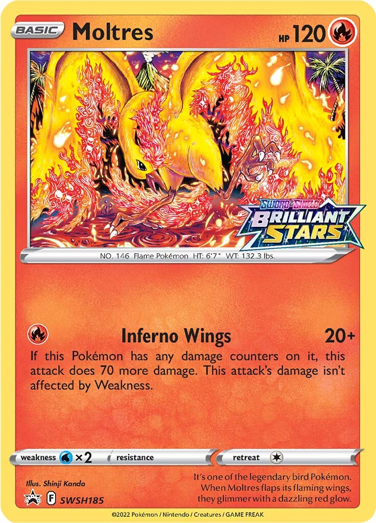 Moltres (SWSH185) (Prerelease Promo) [Sword & Shield: Black Star Promos] | Gear Gaming Bentonville