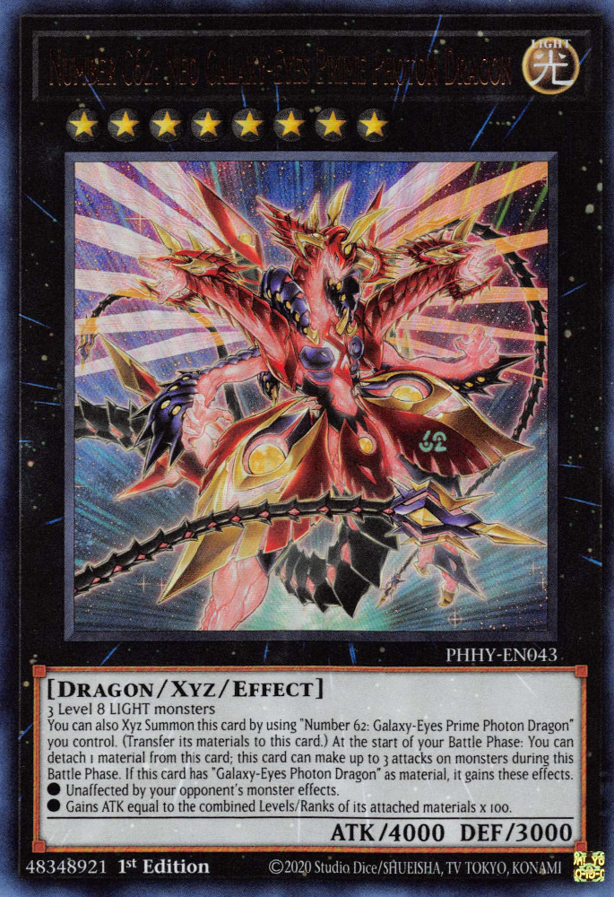 Number C62: Neo Galaxy-Eyes Prime Photon Dragon [PHHY-EN043] Ultra Rare | Gear Gaming Bentonville