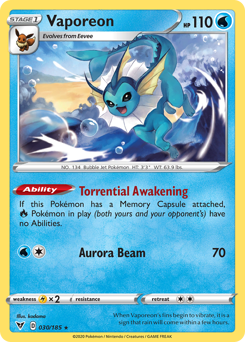 Vaporeon (030/185) [Sword & Shield: Vivid Voltage] | Gear Gaming Bentonville