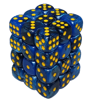 Black+Blue 12mm Pip 36pcs D6 Dice Set | Gear Gaming Bentonville