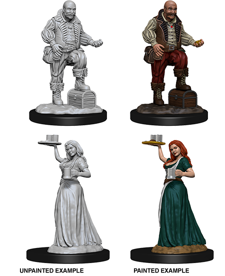 Pathfinder Unpainted Miniatures - Merchants (Serving Girl/Merchant) | Gear Gaming Bentonville