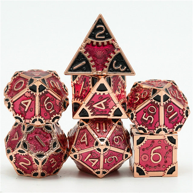 Udixi Steampunk Red/Black Metal Dice Set | Gear Gaming Bentonville