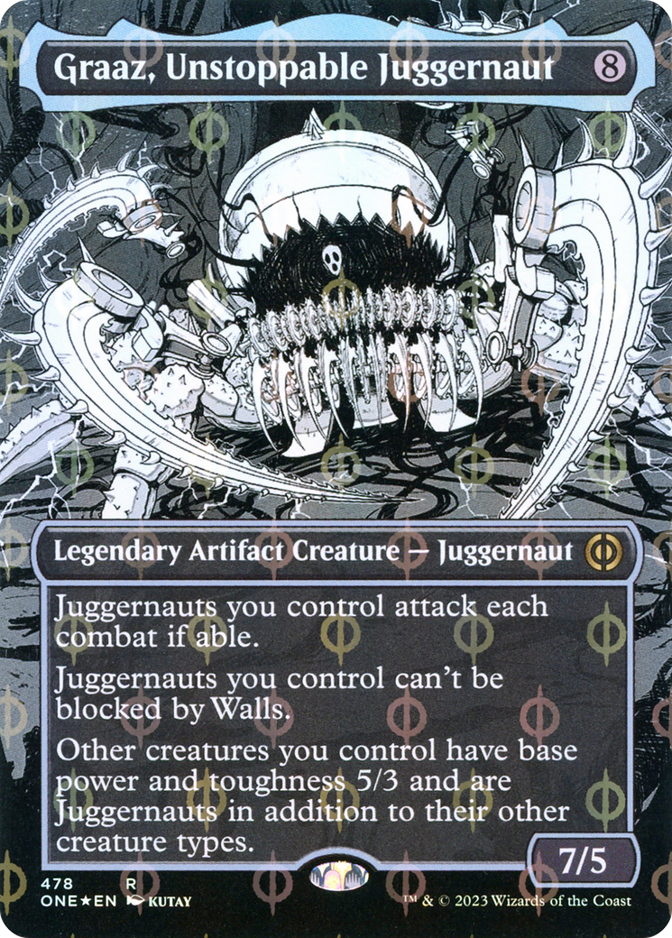 Graaz, Unstoppable Juggernaut (Borderless Manga Step-and-Compleat Foil) [Phyrexia: All Will Be One] | Gear Gaming Bentonville