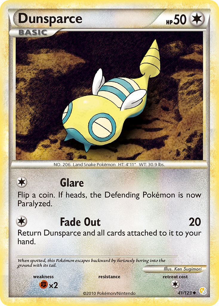 Dunsparce (41/123) [HeartGold & SoulSilver: Base Set] | Gear Gaming Bentonville