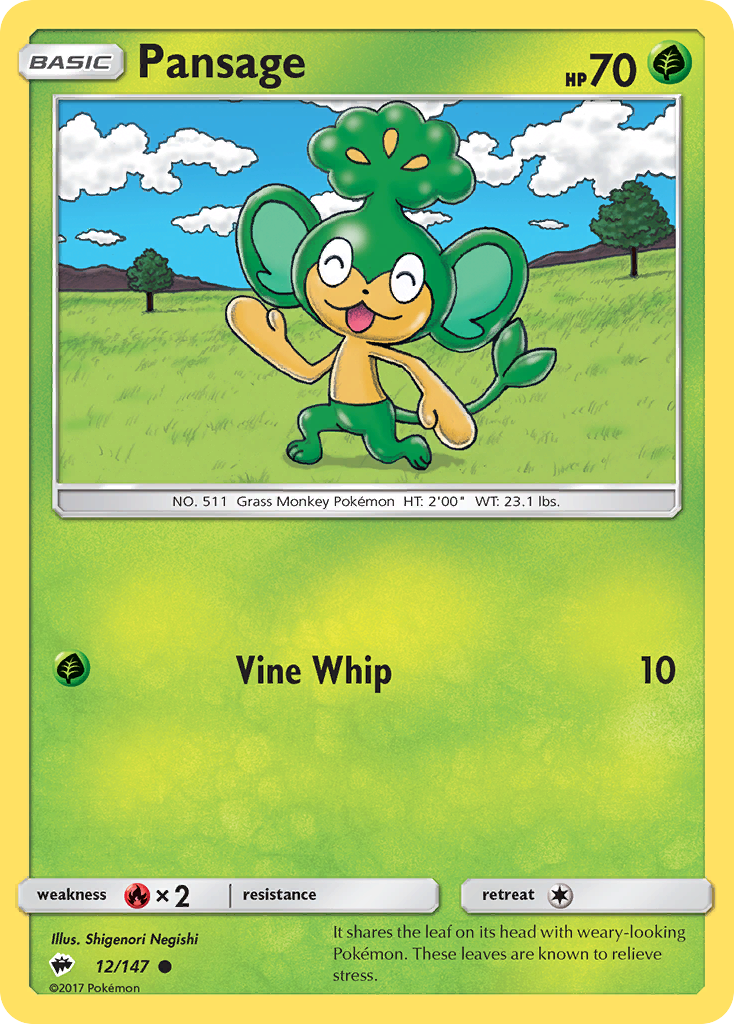 Pansage (12/147) [Sun & Moon: Burning Shadows] | Gear Gaming Bentonville