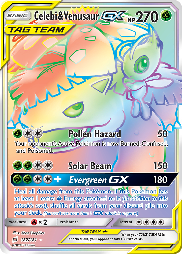 Celebi & Venusaur GX (182/181) [Sun & Moon: Team Up] | Gear Gaming Bentonville